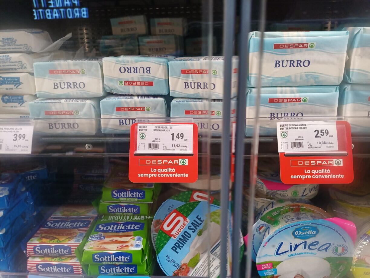 Ceny másla v italských obchodech