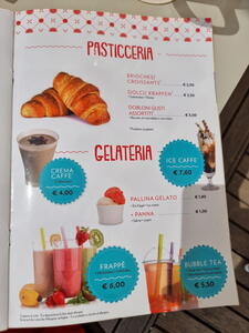 Nabídkové menu Chiosco Firmamento