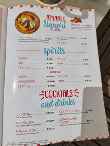 Nabídkové menu Chiosco Firmamento