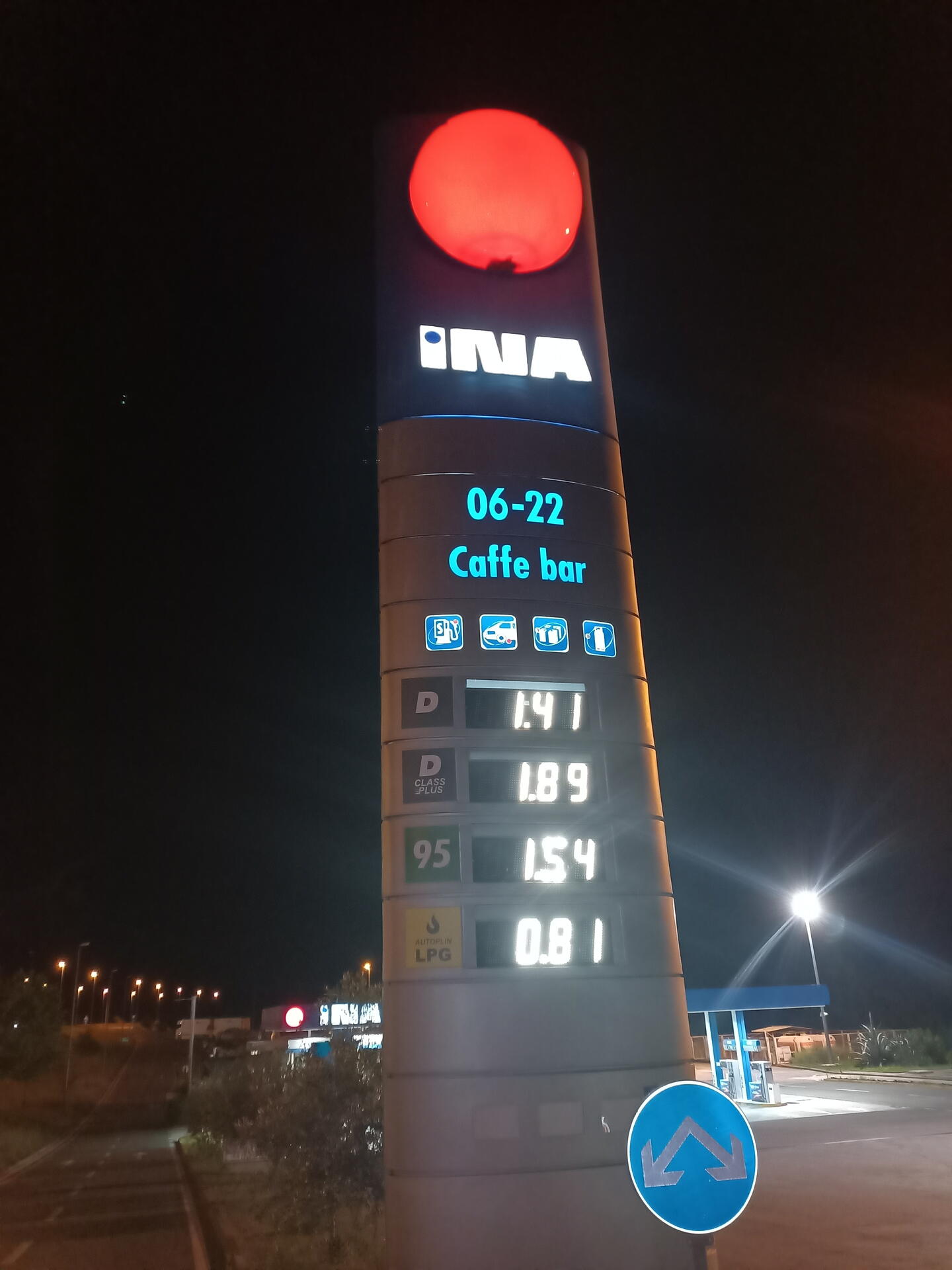 Ceny paliv INA Chorvatsko u dálnice