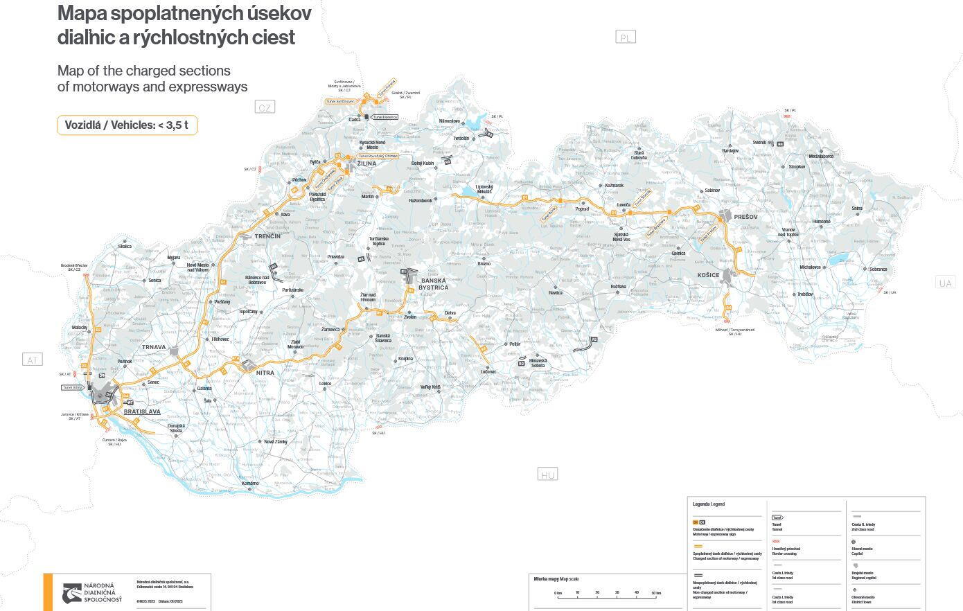 Dálnice Slovensko: Mapa placených úseků