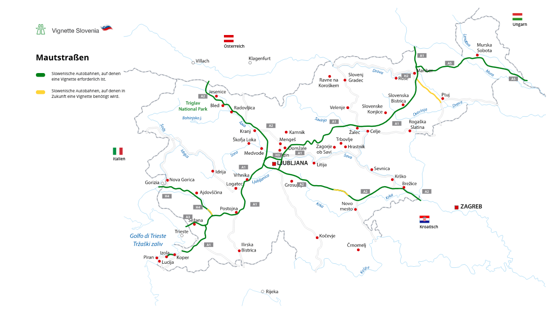 Dálnice ve Slovinsku mapa