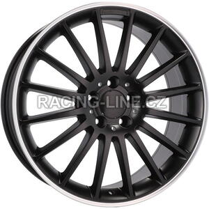 Alu kola Racing Line A1020, 19x8 5x112 ET45, Černá matná + leštěný límec