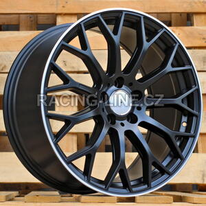 Alu kola Racing Line YS1180, 19x8 5x112 ET40, Černá matná + leštěný límec