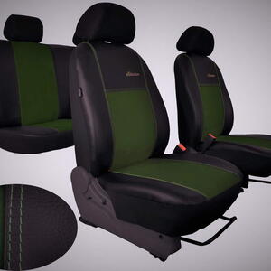 Autopotahy FIAT DUCATO II, 3 místa, stolek, EXCLUSIVE kožené s alcantarou, zelené