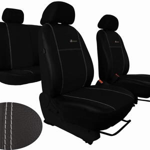 Autopotahy Škoda Fabia I, kožené EXCLUSIVE černé, dělené zadní sedadla, 5 opěrek hlavy
