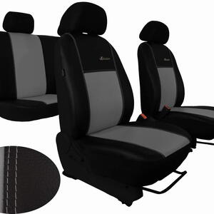 Autopotahy Škoda Fabia I, kožené EXCLUSIVE černošedé, dělené zadní sedadla, 5 opěrek hlavy