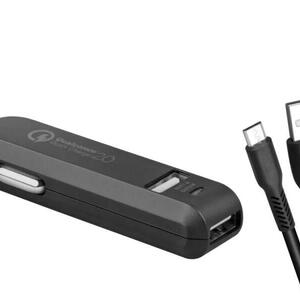 AVACOM CarMAX 2 nabíječka do auta (micro USB kabel), 2x Qualcomm Quick Charge 2.0, černá b