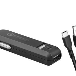 AVACOM CarMAX 2 nabíječka do auta (USB-C kabel), 2x Qualcomm Quick Charge 2.0, černá