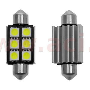 LED 12V 1,78W 6x SMD s chladičem bílá 5600k (patice SV8,5 délka 36 mm) kompatibilní s CAN-