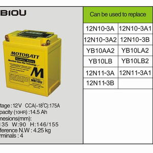 MotoBatt MB10U - 14,5 AH 175 A 12V - Baterie přednabitá