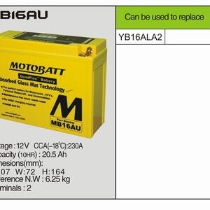 MotoBatt MB16AU -20,5 AH 240A 12V - Baterie přednabitá