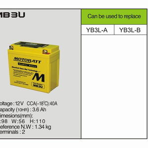 MotoBatt MB3U - 3,8Ah 50A 12V - Baterie přednabitá