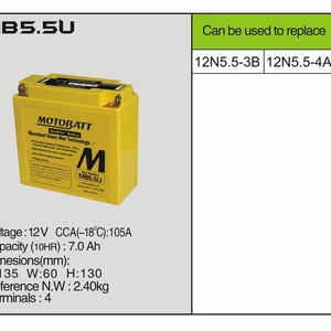 MotoBatt MB5.5U - 7Ah 90A 12V - Baterie přednabitá