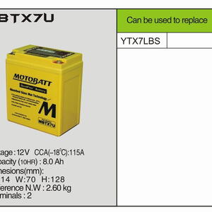 MotoBatt MBTX7U - 8Ah 115A 12V - Baterie přednabitá