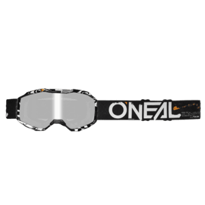 O'NEAL B-10 YOUTH GOGGLE ATTACK BLACK/WHITE - stříbrné sklo