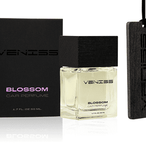 Vůně do auta Veniss Blossom - sada, parfém 50 ml a dřevěný přívěsek