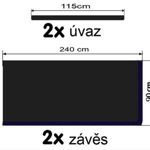 Závěsy na okna - černé/černé třásně