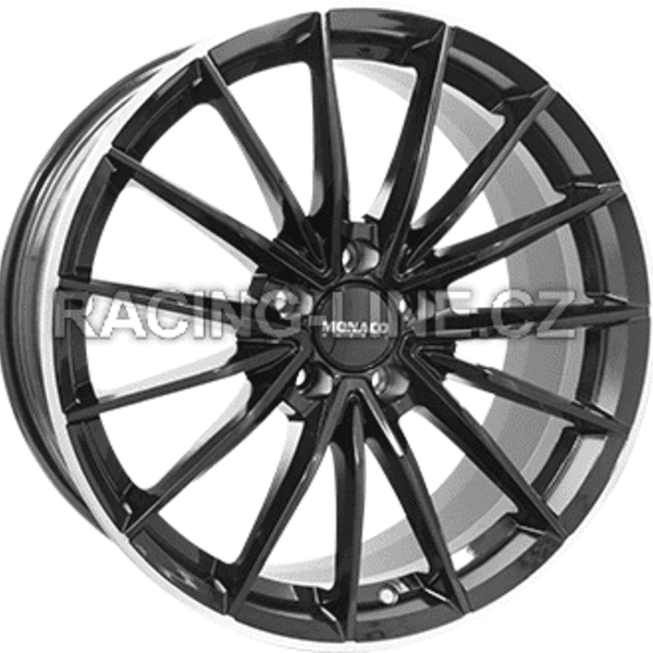 Alu kola MONACO WHEELS GP14, 18x7.5 5x114.3 ET40, černá lesklá + leštěný límec