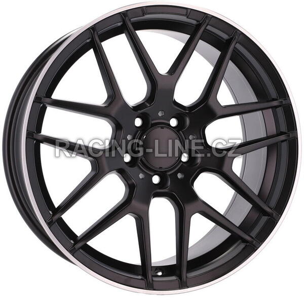 Alu kola Racing Line A1257, 18x8 5x112 ET40, Černá matná + leštěný límec