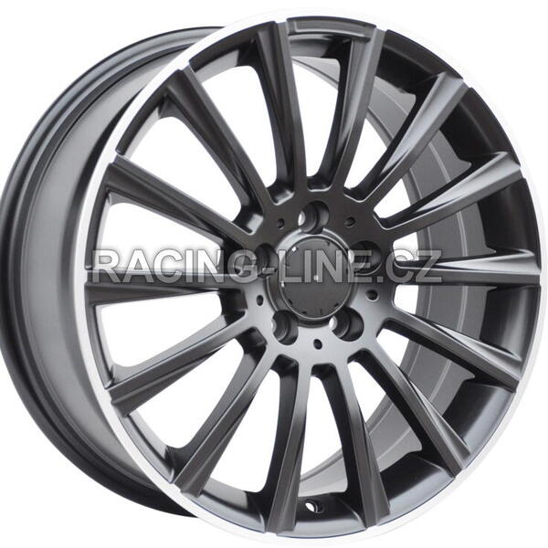 Alu kola Racing Line B1048, 17x8 5x112 ET35, Černá + leštěný límec