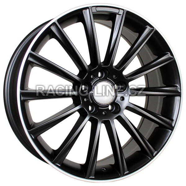 Alu kola Racing Line B1048, 19x9.5 5x112 ET38, Černá matná + leštěný límec