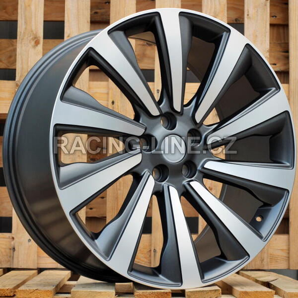 Alu kola Racing Line B1756, 22x10 5x120 ET50, šedivá matná + leštění