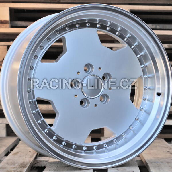 Alu kola Racing Line B5852, 17x9.5 5x112 ET25, stříbrná + leštěný límec