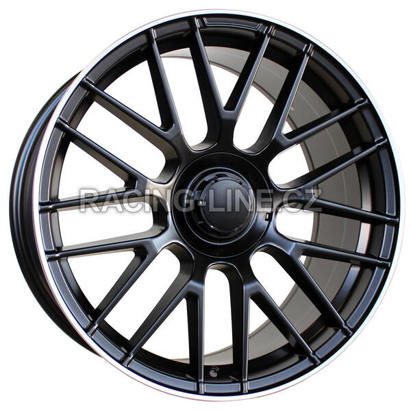 Alu kola Racing Line BK912, 19x8.5 5x112 ET35, Černá matná + leštěný límec