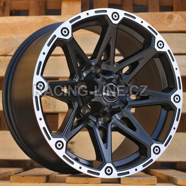 Alu kola Racing Line Y0139, 17x8.5 6x139.7 ET15, Černá matná + leštění