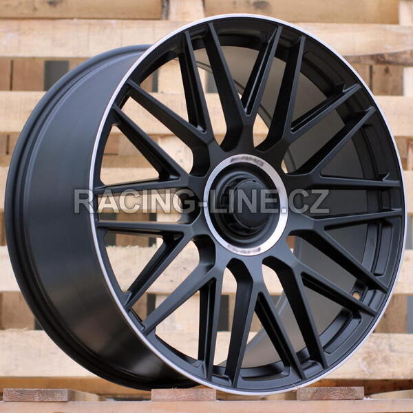 Alu kola Racing Line Y0207, 21x10 5x112 ET44, Černá matná + leštěný límec (zátěžová)