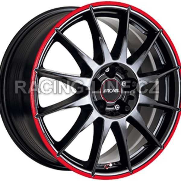 Alu kola RONAL R54 MCR, 16x7 4x98 ET35, černá lesklá s červenou linkou