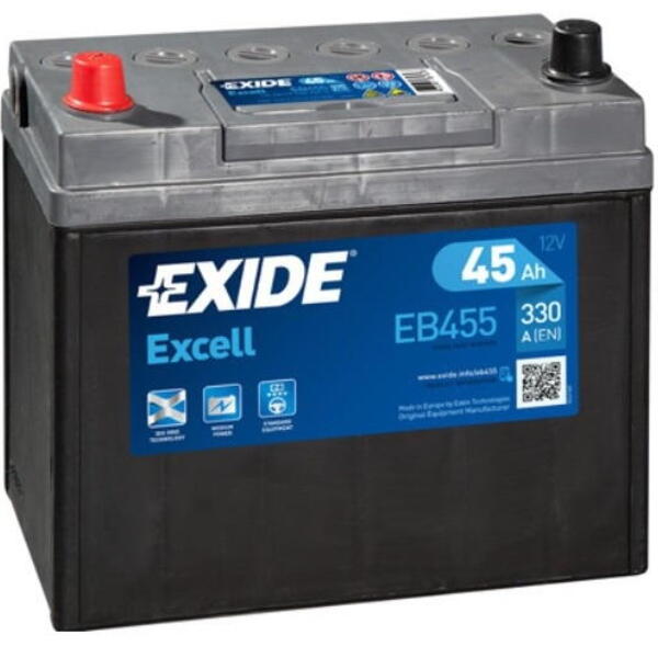 Autobaterie EXIDE Excell 12V 45Ah 300A levá EB455