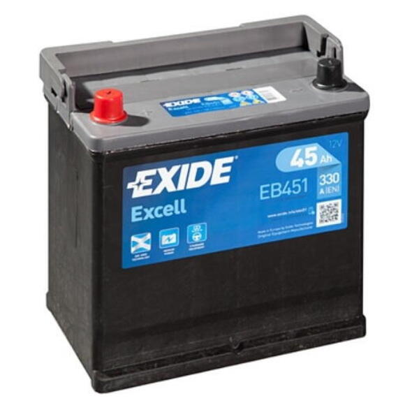 Autobaterie EXIDE Excell 12V 45Ah 330A levá EB451