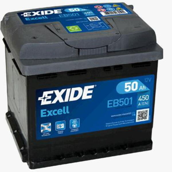 Autobaterie EXIDE Excell 12V 50Ah 450A levá EB501