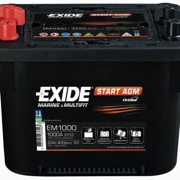 Autobaterie EXIDE Start AGM 12V 50Ah 800A EM1000