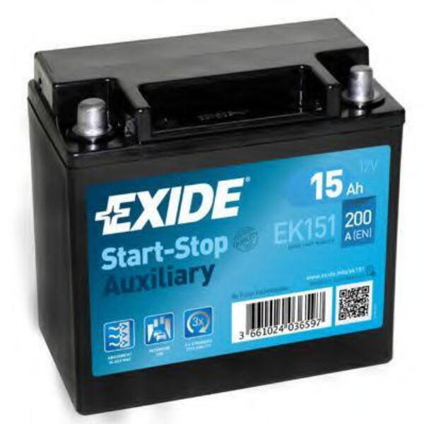 Autobaterie EXIDE Start-Stop přídavné AGM 12V 15Ah EK-151