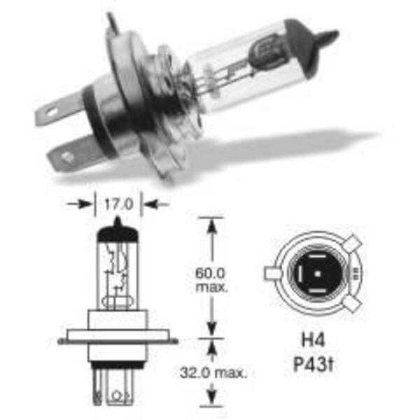 Automobilová žárovka ELTA  H4 12V 55W P43t