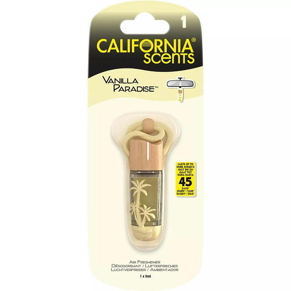 California Scents Hanging Vial Vanilla Paradise - závěsný osvěžovač vzduchu 5 ml, Vanilka