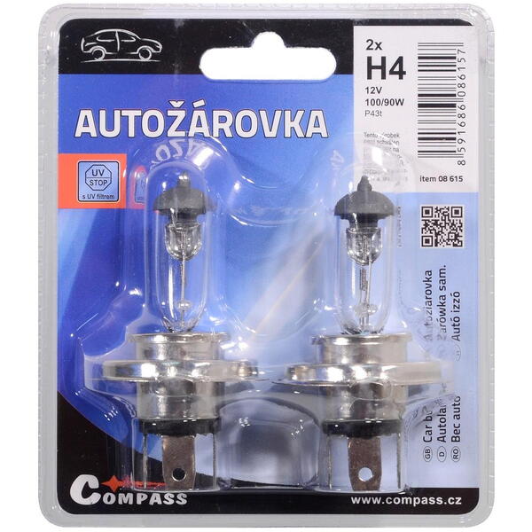 Compass Žárovka 12V H4 100/90W P43t blister 2ks