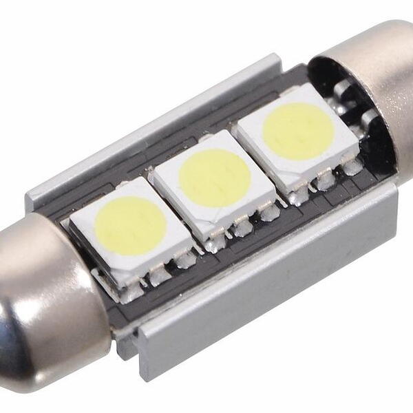 Compass Žárovka 3 SMD LED 12V suf. SV8.5 36mm s rezistorem CAN-BUS ready bílá