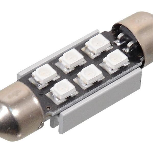 Compass Žárovka 6 SMD LED 12V suf. SV8.5 38mm s rezistorem CAN-BUS modrá