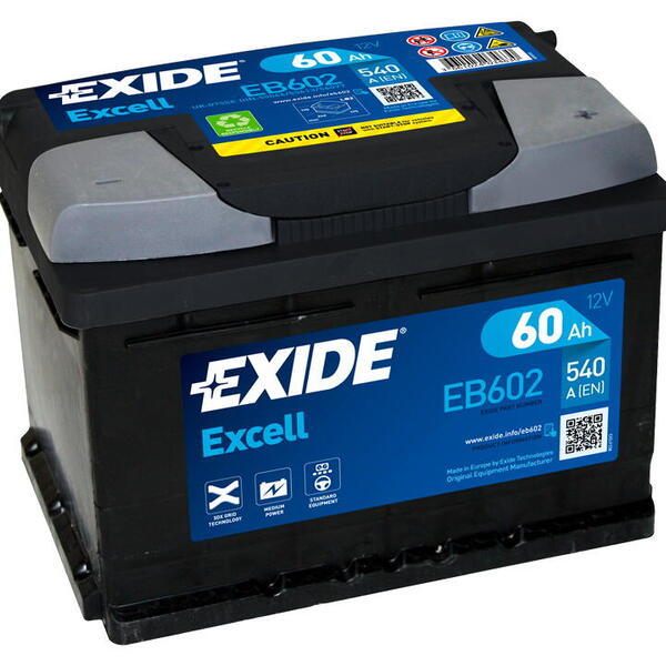 Exide Excell 12V 60Ah 540A EB602