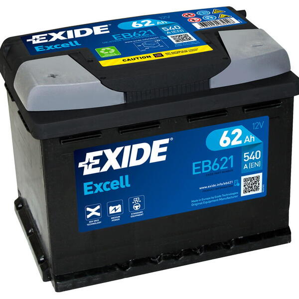 Exide Excell 12V 62Ah 540A EB621