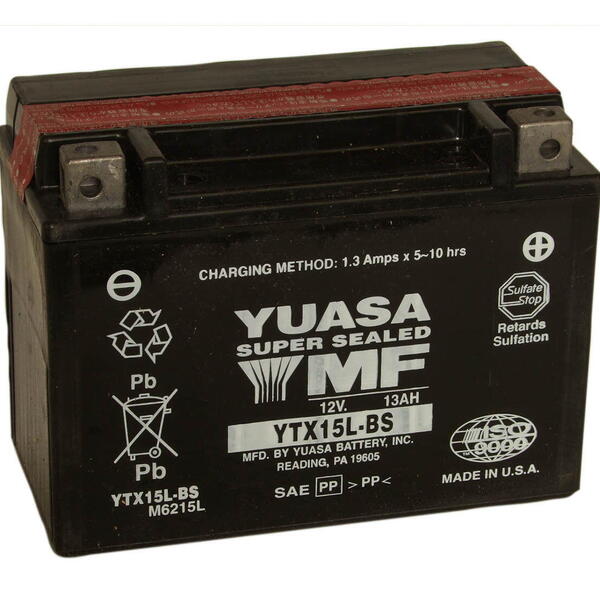 Motobaterie YUASA YTX15L-BS 12V 13Ah 230A