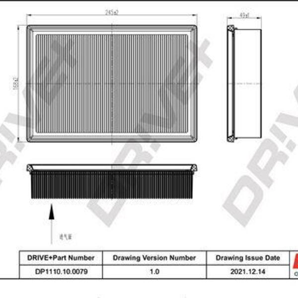 Vzduchový filtr DRIVE DP1110.10.0079
