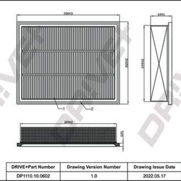 Vzduchový filtr DRIVE DP1110.10.0602