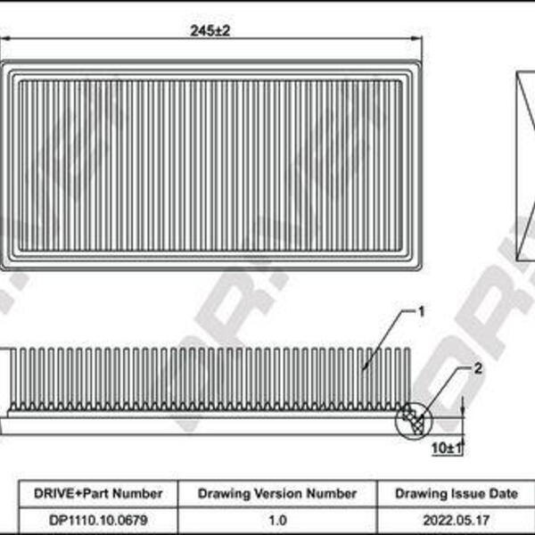 Vzduchový filtr DRIVE DP1110.10.0679